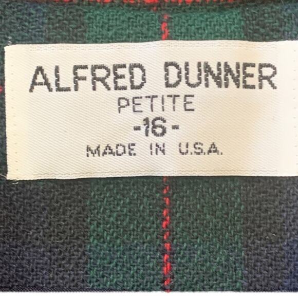 Vintage 90s Petite Green Navy Blue Plaid Wool Blazer Jacket Gold Buttons Preppy - Picture 8 of 11